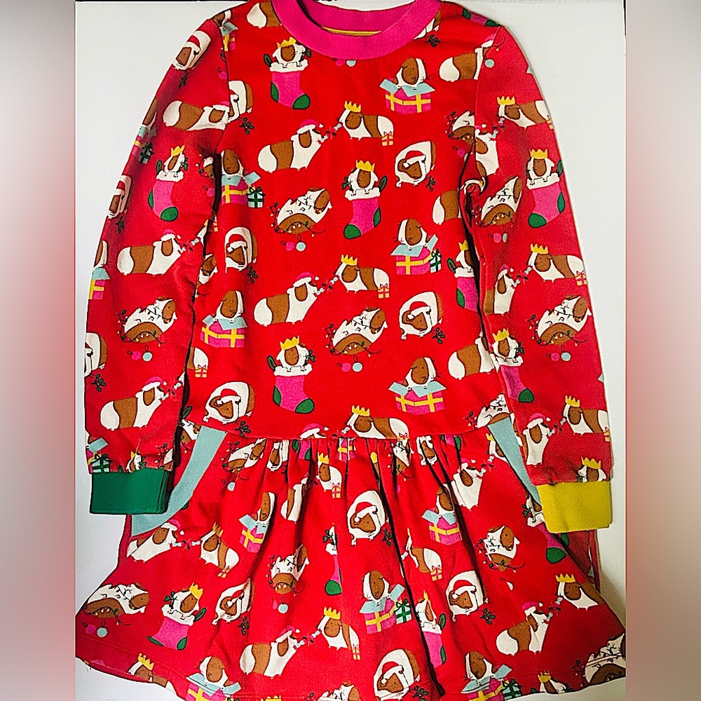 Mini Boden Holiday Guinea Pig Dress Size 9-10